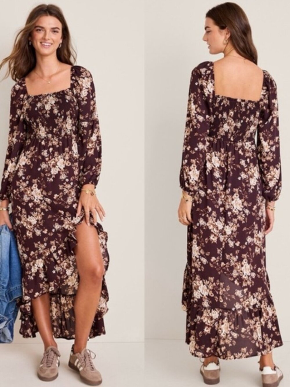 Francescas Long Sleeve Floral Maxi Dress, Size Small